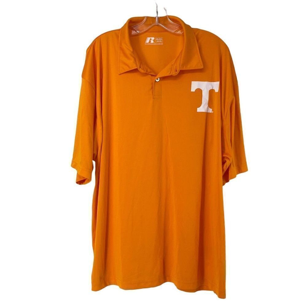 Tennessee Volunteers Polo Mens Size 2XL Orange Athletic Quick Dry Russel Power T